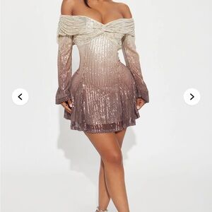 Fashion Nova Off-Shoulder Sequin Dress